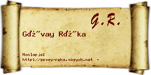 Gévay Réka névjegykártya