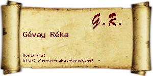 Gévay Réka névjegykártya